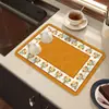 Popular Felpudo de Cocina Drenante de Tierra de Diatomeas con Diseño Floral Retro, Felpudo para Mesa de Cocina Doméstica, Antideslizante, Absorbente de Agua, Secado Rápido para Encimera