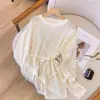 Blusa de Crochê Vazada Irregular com Gola Redonda para Mulheres, Estilo Solto e Fino, para Ar Condicionado, Coleção Primavera/Outono 2026, Tendência