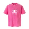 Nova Camiseta Retro Americana Lavada com Efeito Desgastado de Manga Curta para Homens e Mulheres, Verão 230g Gola Redonda Casual Roupas Estampadas
