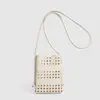 Bolsa de Ombro Transversal para Celular de Couro Macio Estilo Ins Casual Simples Personalizada Vazada Leve Versátil Nova Moda de Verão