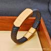 Pulsera Tejida de Acero de Titanio Transfronteriza Pulsera de Cuero Huang Caishen Pulsera de Acero Inoxidable para Hombre y Mujer Joyería Pulseras de Cinco Escrituras