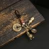 Llavero con colgante de coche Xiangyun Hulu de cobre y latón para hombre y mujer, con forma de moneda de la fortuna, estilo vintage de los cinco emperadores.