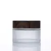 Em Estoque Pote de Creme Vidro Fosco com Textura de Madeira 30ml Frasco Dosador Transparente para Creme Facial Portátil de Viagem Frasco de Amostra de Vidro
