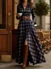 Vestido Irregular Adelgazante a Cuadros Retro Francés para Mujer de Talla Grande Vestido de Diseño Nuevo Europeo y Americano de Amazon