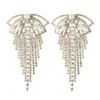 Pendientes Elegantes de Perlas con Borla de Lazo Transfronterizos Europeos y Americanos Lujo Ligero Nupciales Boda Pendientes de Pedrería de Gama Alta