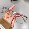 Óculos de aro meio aro, gentis e refinados, para homens, modernos, podem ser equipados com lentes de grau, armação preta para os olhos, sem grau, anti-luz azul, plano