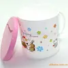 Taza de plástico linda al por mayor para regalo con tapa a prueba de polvo para niños estudiantes vaso de agua oficina redonda Boca Meiya Taza