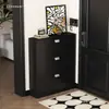 Gabinete de Zapatos Ultra Delgado de Madera Maciza Negra 17cm Pasillo de Entrada Extremadamente Estrecho Apartamento Pequeño Gabinete Económico de Almacenamiento para la Entrada
