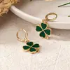 Pendientes de Moda Esmalte Verde Trébol de Cuatro Hojas de la Suerte para St. Día de San Patricio, Acero Inoxidable Esmaltado al por Mayor del Fabricante