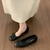 Zapatos de mujer retro estilo francés con remaches y lazo, que aumentan la altura, de punta baja, slip-on, mocasines cómodos de suela blanda