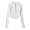 Outono e Inverno stand collar fleece forrado meia cardigan manga comprida T-shirt 2023 Nova linha slim slimming pullover bottoming shirt top
