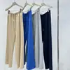 Calça Casual Reta Simples de Primavera para Mulheres com Cordão Elástico, Estilo Preguiçoso Versátil, Algodão Felpudo, Calça de Moletom Wide-Leg de Quatro Cores
