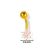 Henson G23 Titânio Zircônia Flor Incrustada Rosca Interna Piercing de Umbigo Moda Europeia e Americana F136 Titânio Joia de Piercing Abdominal