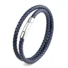 Comércio Exterior Europeu e Americano Pulseira de Titânio Aço Pulseira Feita à Mão Pulseira de Couro Tecida Pulseira de Couro Corda de Couro de Aço Inoxidável