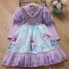 Vestido infantil grueso con forro polar de invierno, vestido de princesa Frozen, vestido de sirena Lolita para Halloween y Navidad.