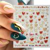 Nuevas pegatinas de uñas transfronterizas para San Valentín, románticas, con forma de corazón rojo, lazo de amor bronceado y estrellas.