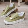 Mocasines Gruesos Color Verde Aguacate de Talla Grande para Mujer, Comercio Exterior, Suela Suave, Aumentan la Altura, Casual, Slip-On, Zapatos de Piel