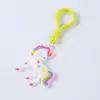 Llavero de unicornio de dibujos animados de Amazon, colgante de caballo arcoíris de goma suave de PVC, joyería, pequeño regalo, juguete en stock