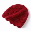 Gorro de Cachemira Tejido con Bordado Multihilo Estilo Perezoso Japonés Crochet Hueco Gorro de Cachemira Artístico Vintage