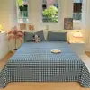 Sábana de tela gruesa a cuadros a rayas, juego de tres piezas para dormitorio de estudiantes, individual o doble, funda de almohada de tela gruesa vieja