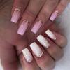 Transfronterizo Estilo Dulce y Adorable Usar Armadura Estilo Francés Personalizado Sencillo Parche de Arte de Uñas Uñas Postizas Hechas a Mano Bicolor Europeas y Americanas