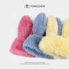 Gorro de peluche con orejas de conejo para mujer, bonito y bonito gorro de invierno grueso, cálido y resistente al frío, con protección para los oídos personalizada de celebridades de Internet y puntera.
