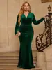 Amazon Comercio Exterior Otoño e Invierno Nuevo Estilo Europeo y Americano Cuello en V Ajustado Elegante Cola de Pez Vestido de Noche