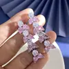 Exquisito y Brillante Juego de Pendientes Largos, Pulsera y Collar con Zircón de Corte Garra Marquise, Diamante Lágrima, Diamante Redondo y Diamantes de Colores