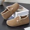 Sapatos Femininos 2026 Novo Verão Slip-On Estilo Birkenstock Bico Fechado Cadarço Sapatos Preguiçosos Fashion Casual Sapatos Baixos