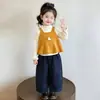 Conjunto de otoño temprano para niñas, nuevo estilo de otoño 2026, chaleco para bebé, camiseta de manga larga básica, ropa de otoño, elegante conjunto de tres piezas para bebés