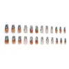 Rubor Azul Suave y Elegante con Finas Líneas Brillantes, Estilo Dulce y Femenino, Uñas Portables, Arte de Uñas Removible, 24 Piezas
