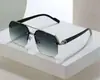 Gafas de Sol Cuadradas de Alto Nivel con Doble Puente Transfronterizo para Hombres y Mujeres, Montura Metálica Semi-Completa Deportivas de Moda para Exteriores