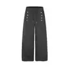 Pantalones de chándal anchos de estilo callejero con hebilla metálica de varias filas para mujer, cintura elástica con cordón, pantalones largos casuales rectos y fluidos, pantalones de moda al por mayor