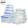 Compartimento Refrigerado Retangular Transparente de Plástico para Gaveta de Geladeira com Tampa, Caixa de Embalagem Refrigerada Selada, Caixa de Armazenamento