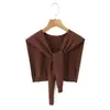 Xale de Tricô Listrado em Camadas Tamanho Grande Runchi para Roupa Externa 8801 Estilo Casual Preppy Xale de Tricô
