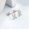 Pendientes de estrella de diamante con hebilla giratoria y tornillo, moda femenina japonesa y coreana, pendientes de estrella de cinco puntas brillantes, pendientes esenciales para perforación de orejas