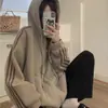 Estilo Americano Retro Otoño e Invierno Nuevo Suelto Talla Grande Manga Larga Cárdigan Top con forro polar Engrosado Sudadera con Capucha Chaqueta para Mujer Trendy