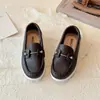 Zapatos de Cuero de Moda para Niñas, Zapatos de Princesa, Nuevos Zapatos Individuales Suaves de Primavera y Verano para Niños, Mocasines Británicos Negros para Niños Mayores