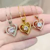 Elegante coração de pêssego amor doce confissão pingente em forma de coração colar com pingente coração para transmissão ao vivo do TikTok