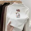 Camiseta de Manga Larga Estilo Coreano para Niñas 2026 Nuevo Estilo Polar con Volantes Simple Elegante Moda Casual Top