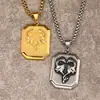 Nuevo colgante retro punk cuadrado marca Doble Dragón acero de titanio para hombre ins nicho moda callejera collar al por mayor