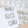 Celebridade da internet retangular ângulo reto cristal de rocha diamante manicure 8 * 10mm cubo de gelo grande fundo pontiagudo vidro colorido cristal diamante joia para unha