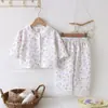 Conjunto de Ropa para el Hogar para Niños Pijamas de Algodón con Dibujos de Nubes para Bebés Niñas Manga Larga Pantalón Largo Ribete de Encaje Ropa para Aire Acondicionado Venta al por Mayor