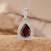 Colar de Diamante de Luxo em Forma de Gota, Ametista Natural, Granada, Topázio, Joia com Pedra Colorida de Prata Esterlina S925 para Mulheres