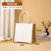 Bolsa de lona pintada a mano de lino al por mayor spot para estudiantes DIY bolsa hecha a mano de yute simple bolsa de mano de lino ecológica