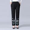 Pantalones de algodón grueso para mujer de mediana edad, de invierno, estilo étnico, bordados, para abuelas mayores, cálidos, para niños.