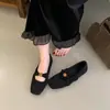 Sapatos Mary Jane Quadrados Aumentadores de Altura Inspirados em Chanel, Estilo Francês, Forrados com Pelúcia para Mulheres, Mocassins Peludos de Solado Grosso para Inverno, Sapatos de Salto