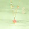 Colar S925 Prata de Lei Flor de Pessegueiro Vibrante Rotativa para Mulheres Pingente de Pêssego Esmaltado Você Feliz Corrente de Clavícula Estilo Antigo Luxo Leve Presente