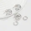 Brincos de Argola Dupla Geométricos Lisos de Prata com Agulha Cruzada, Tarraxas de Orelha Modernas e Únicas, Sensação de Luxo Leve e de Alta Qualidade, Brincos de Novo Estilo para Mulheres