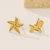 Brincos Assimétricos de Aço Inoxidável Criativos Transfronteiriços Exportação Alta Qualidade Design de Nicho Brincos de Ouro Real 18K Atacado